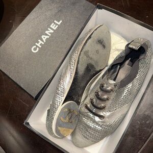 Chanel Silver Mesh Sneakers for Women